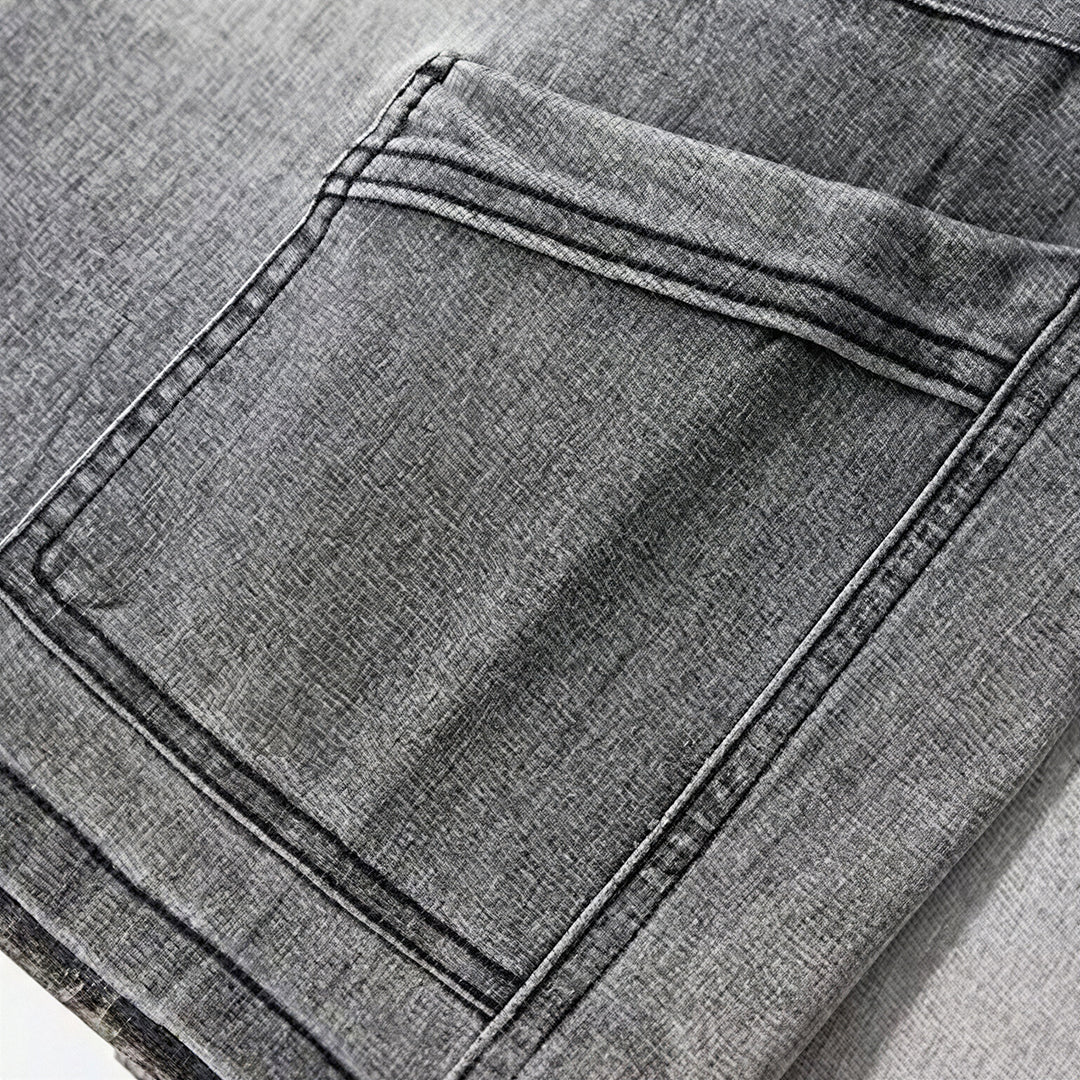 Men's Summer Gradient Grey Washed Straight Denim Shorts