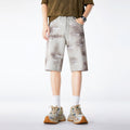 Men's Summer Light Grey Tie-Dye Straight Denim Shorts