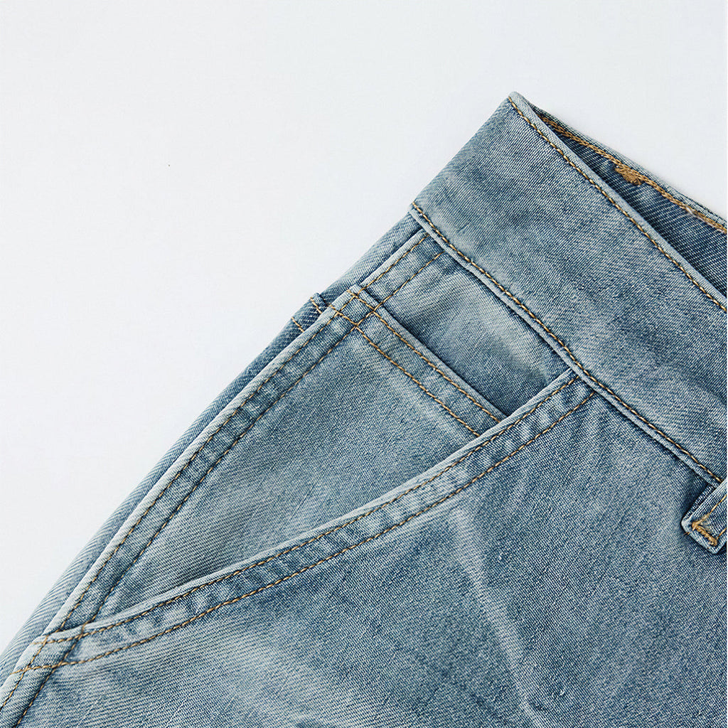Men's Spring Light Blue Carpenter Washed Straight Jeans
