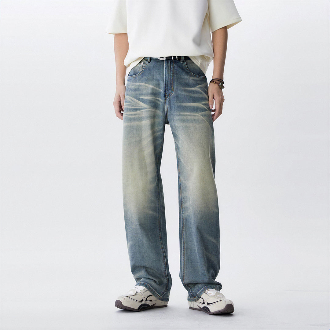 Men's Spring Vintage Gradient Washed Straight Leg Jeans
