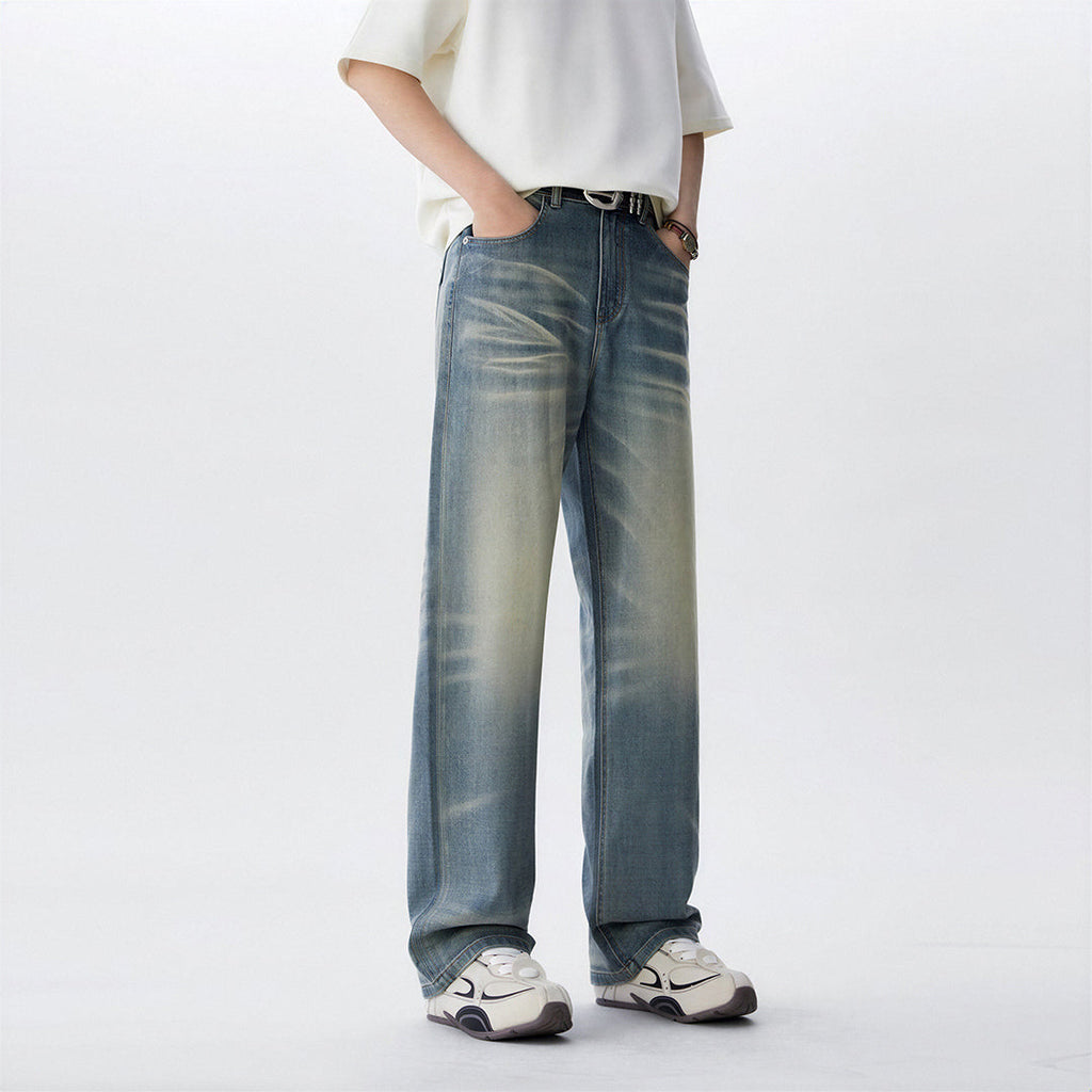 Men's Spring Vintage Gradient Washed Straight Leg Jeans