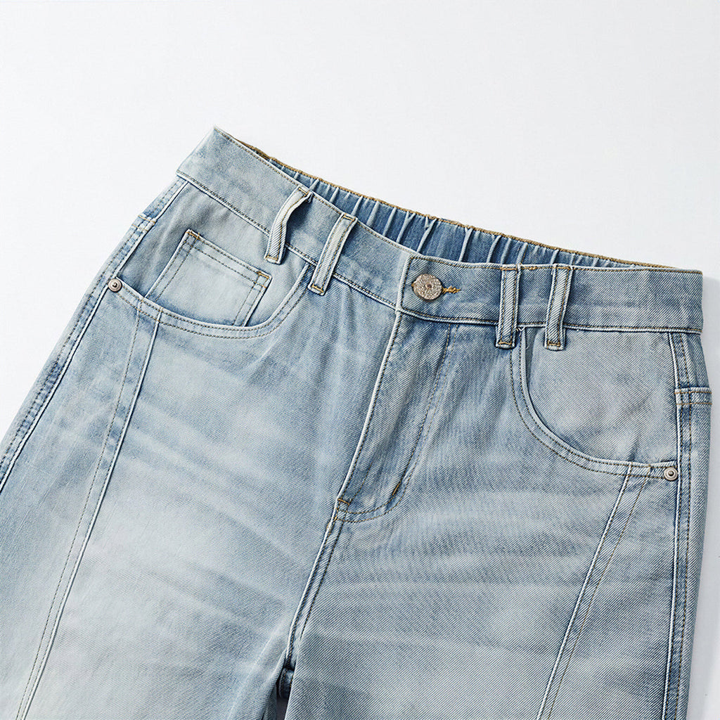 Men's Spring Light Blue Washed Straight Leg Denim Jeans