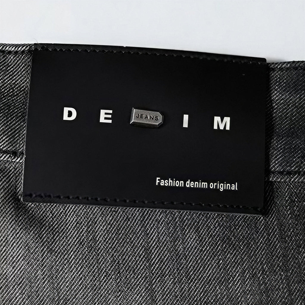 Men's Spring Gradient Black-Grey Washed Wide Leg Denim Jeans