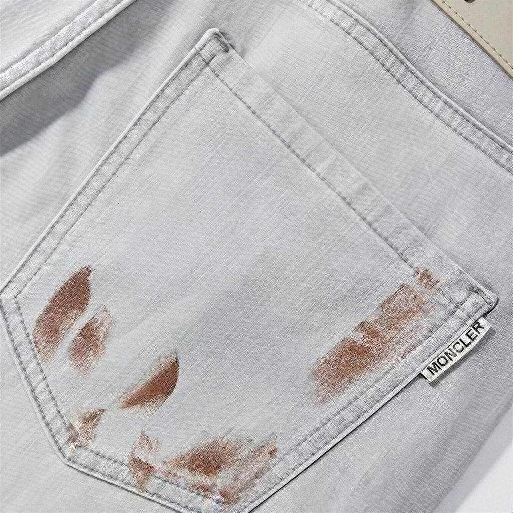 Men's Spring Light Grey Splatter Print Straight Denim Jeans