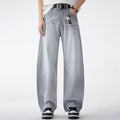 Men's Spring Light Blue Washed Wide Leg Denim Jeans