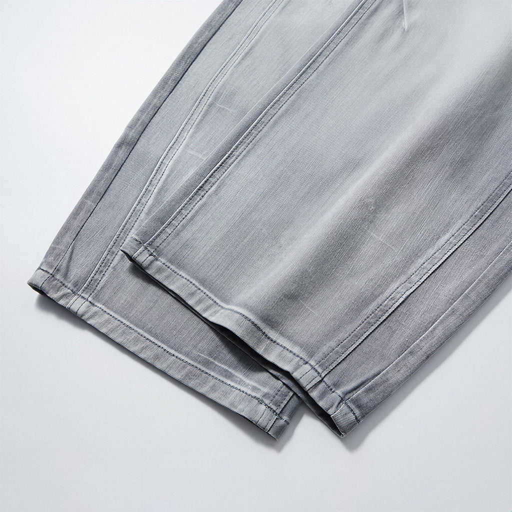 Men's Spring Light Blue Washed Wide Leg Denim Jeans