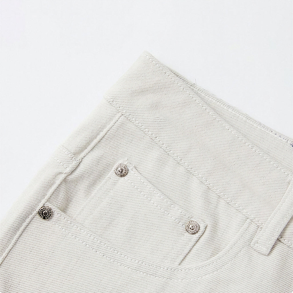 Men's Spring Off-White Blue Splatter Print Straight Jeans