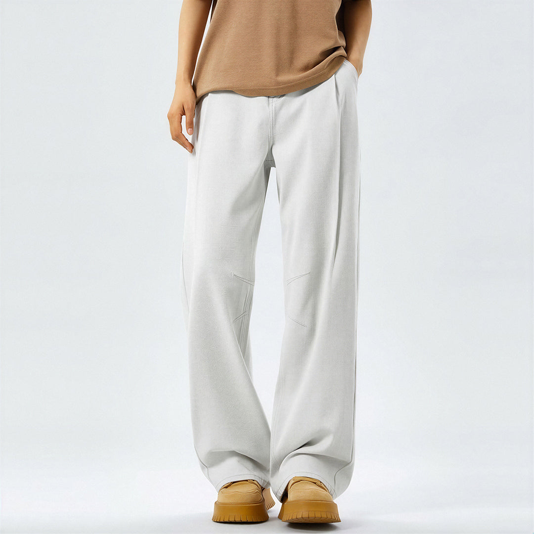 Men's Spring Off-White Washed Wide Leg Denim Jeans