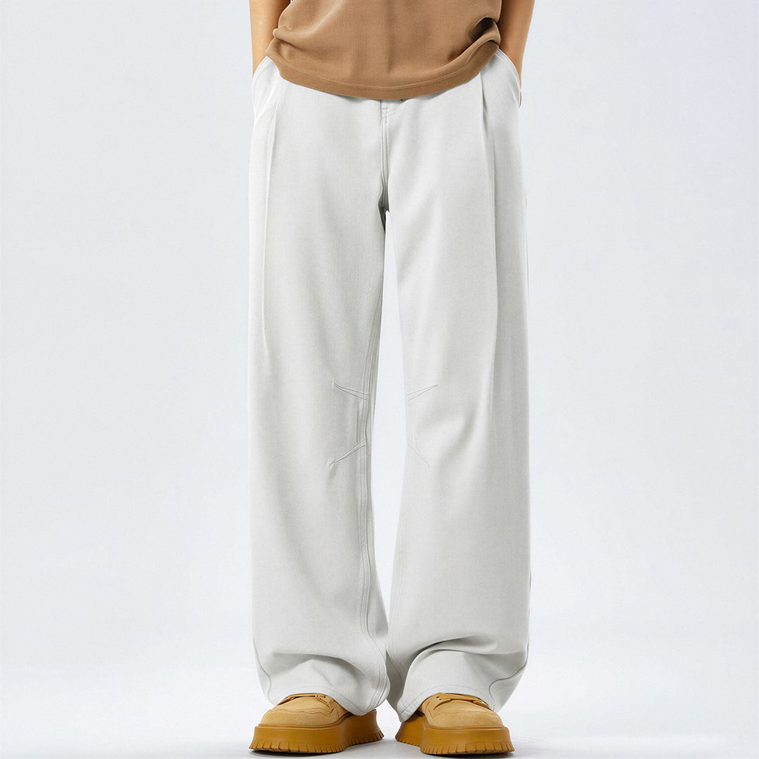 Men's Spring Off-White Washed Wide Leg Denim Jeans
