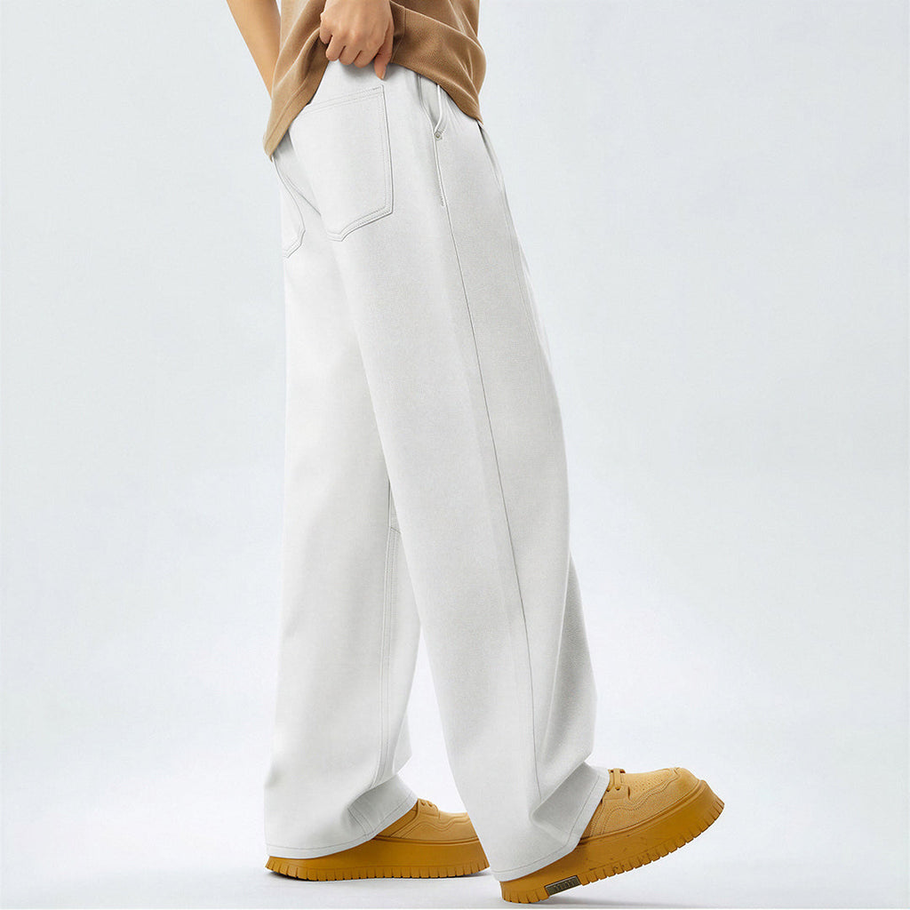 Men's Spring Off-White Washed Wide Leg Denim Jeans