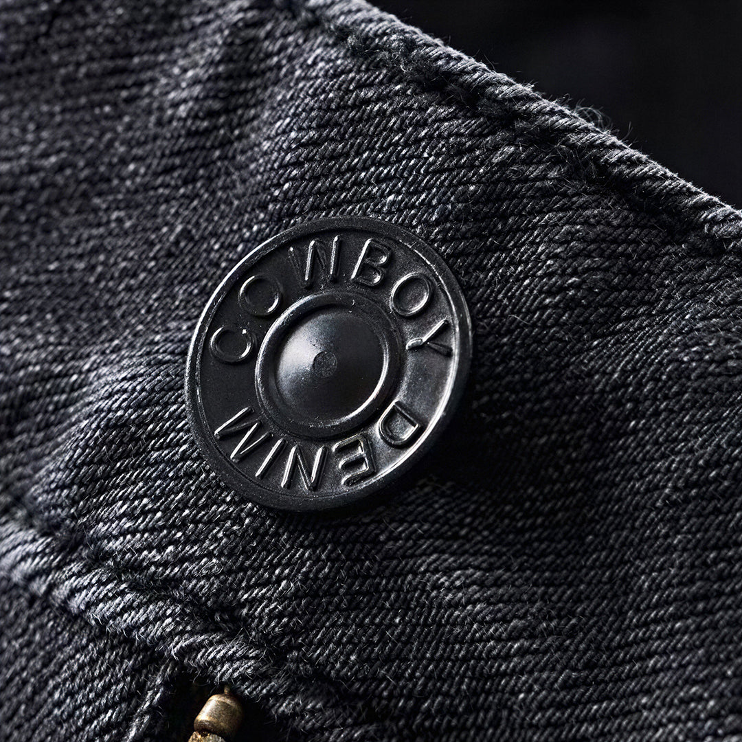 Men's Spring Black-Grey Washed Straight Denim Jeans