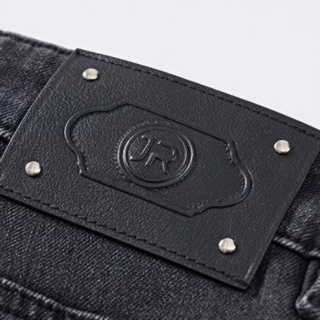 Men's Spring Black-Grey Washed Straight Denim Jeans