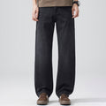 Men's Spring Black-Grey Washed Straight Denim Jeans