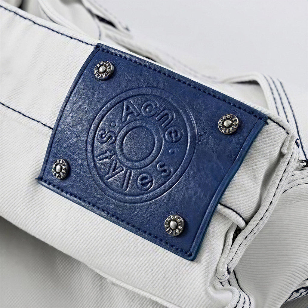Men's Spring White Contrast Stitch Straight Denim Jeans