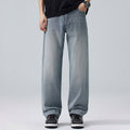 Men's Spring Light Blue Embroidered Straight Denim Jeans