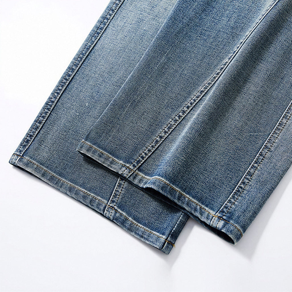 Men's Spring Blue Washed Straight Leg Denim Jeans