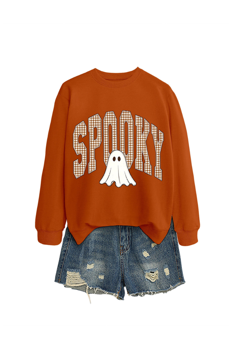 Unisex Fall Clothing Halloween Plaid Ghost Sweatshirt