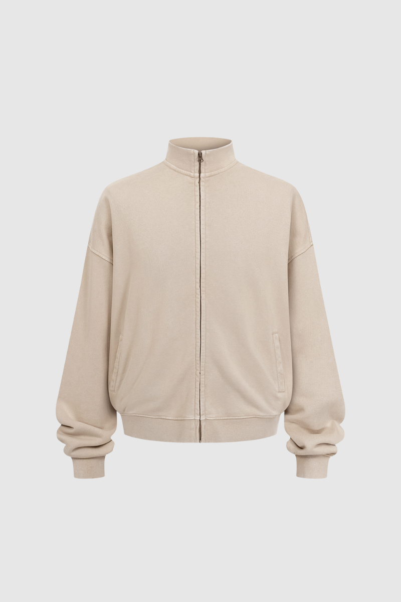 Women's Fall Clothing Cotton Wax-Dyed Stand Collar Jacket