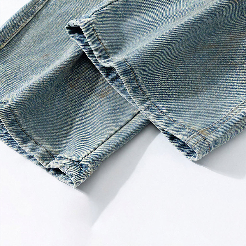 Men's Spring Washed Splatter Paint Straight Leg Jeans