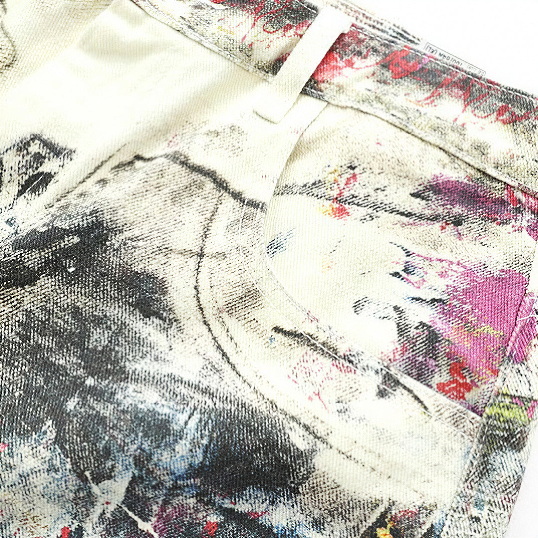 Men's Spring Graffiti Cargo Wide Leg Denim Jeans