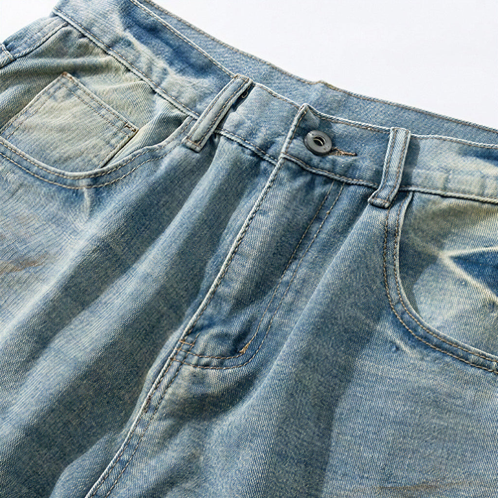 Men's Spring Washed Splatter Paint Straight Leg Jeans
