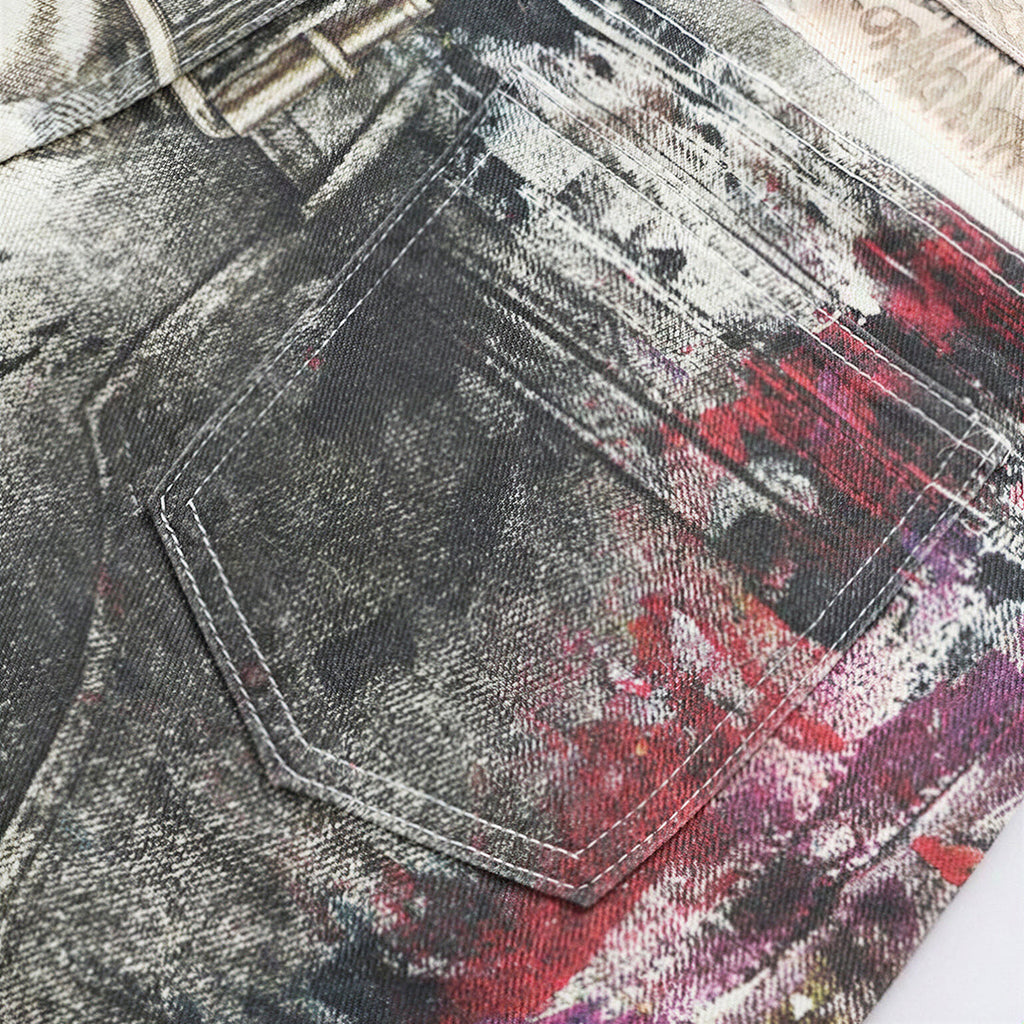 Men's Spring Graffiti Cargo Wide Leg Denim Jeans