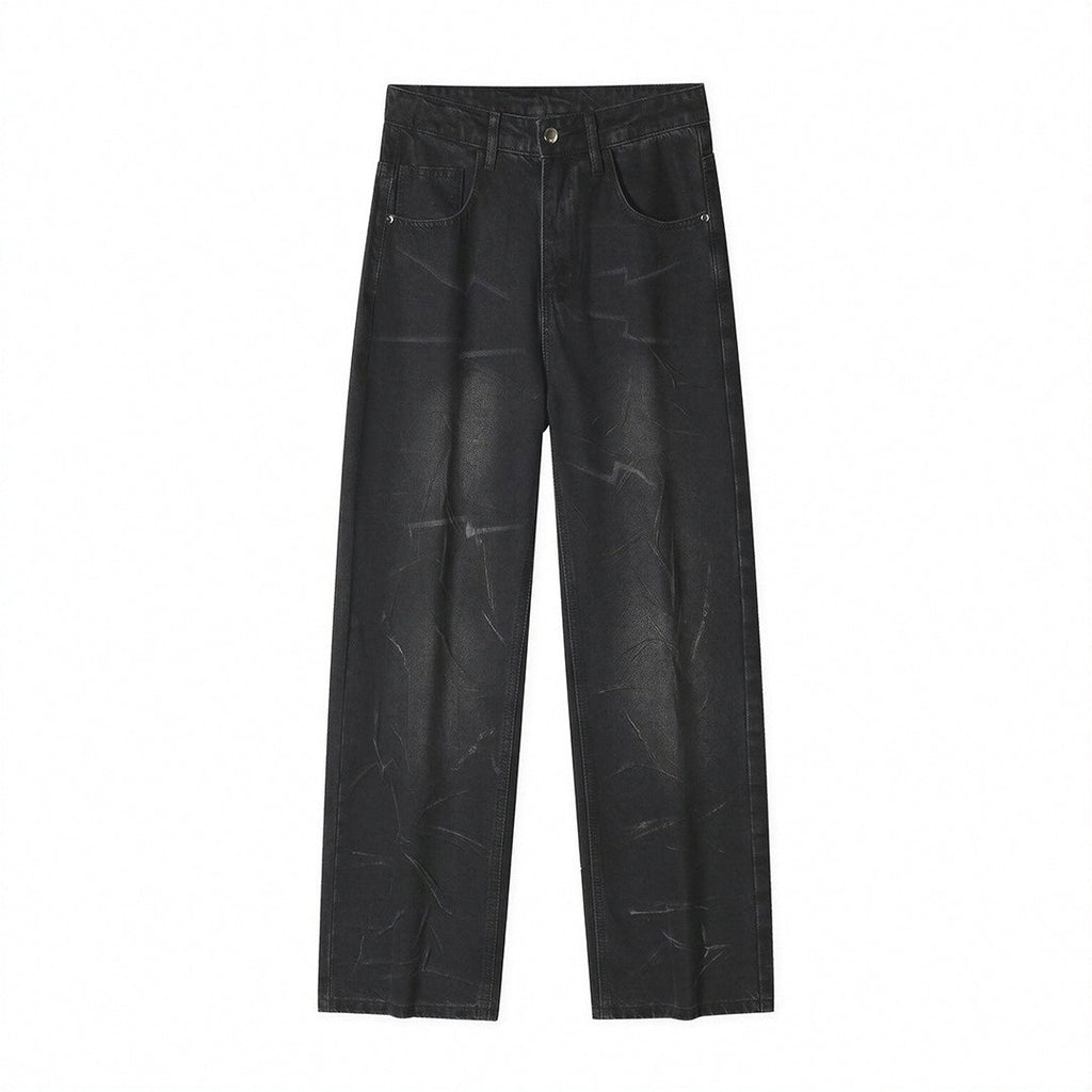 Men's Spring Lightning Washed Wide Leg Denim Jeans