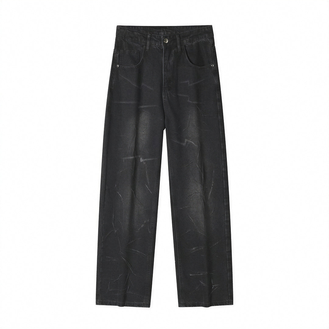Men's Spring Lightning Washed Wide Leg Denim Jeans