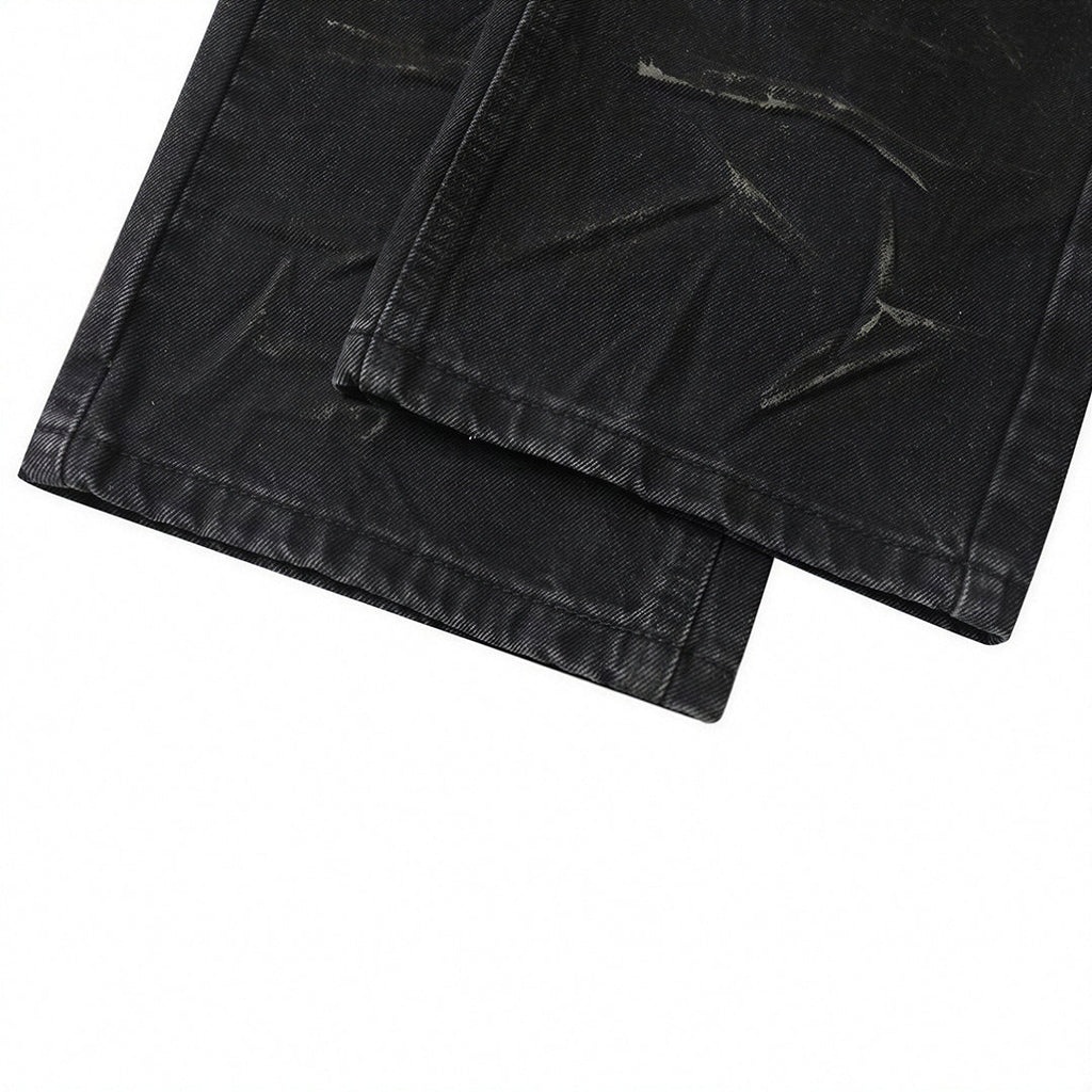 Men's Spring Lightning Washed Wide Leg Denim Jeans