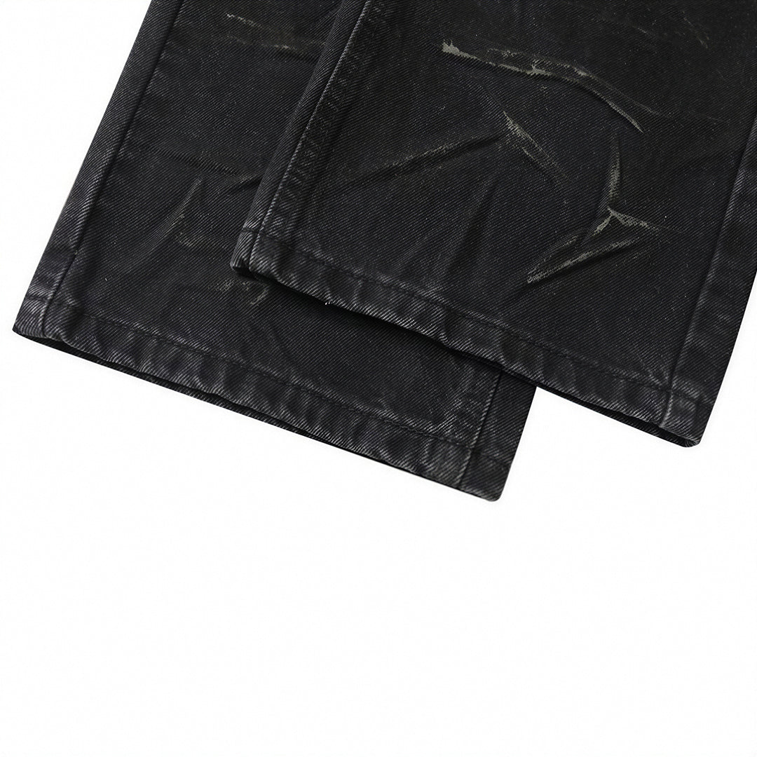 Men's Spring Lightning Washed Wide Leg Denim Jeans