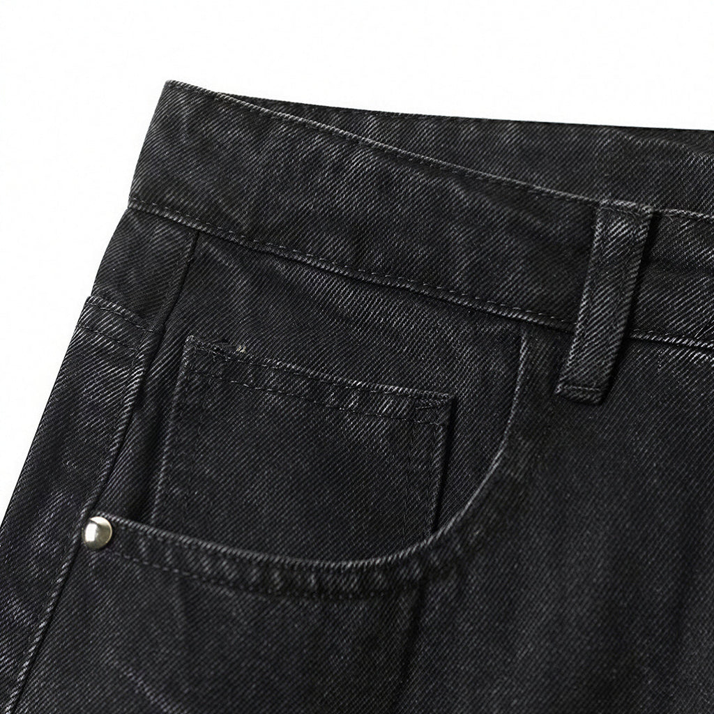Men's Spring Lightning Washed Wide Leg Denim Jeans