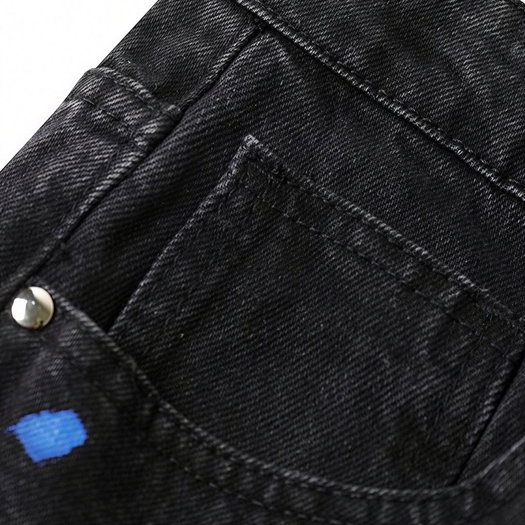 Men's Spring Splash Ink Graffiti Baggy Denim Jeans