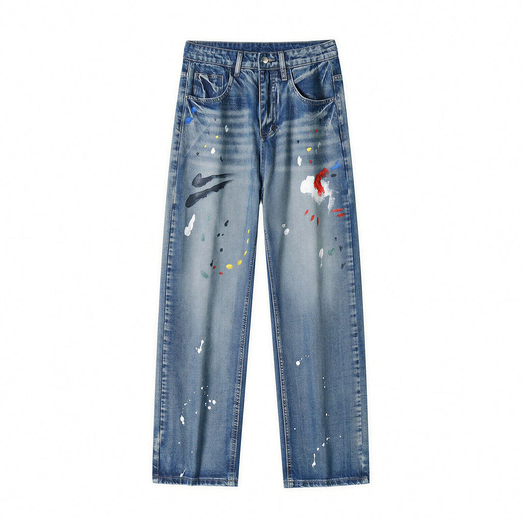 Men's Spring Splash Ink Graffiti Baggy Denim Jeans