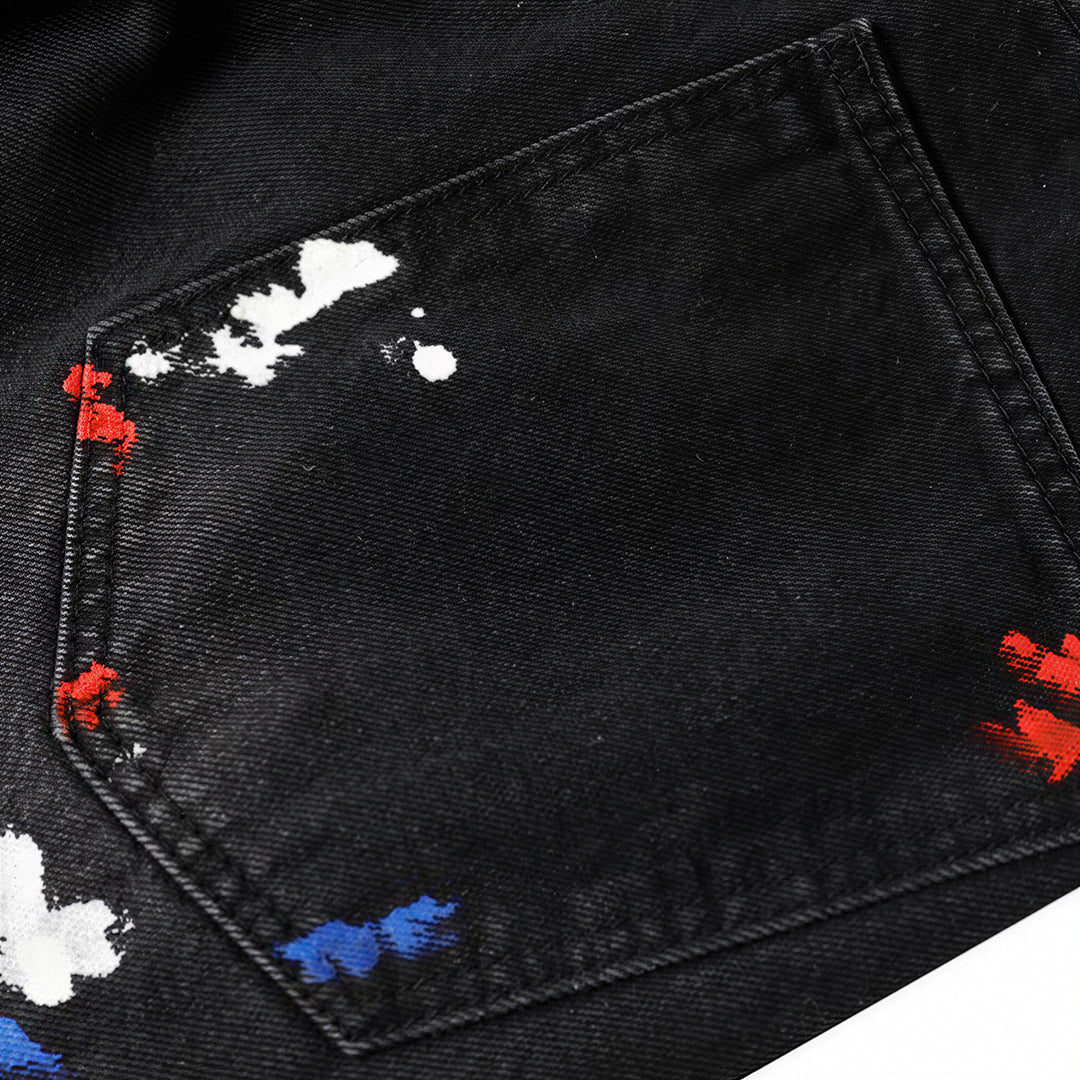 Men's Spring Splash Ink Graffiti Baggy Denim Jeans