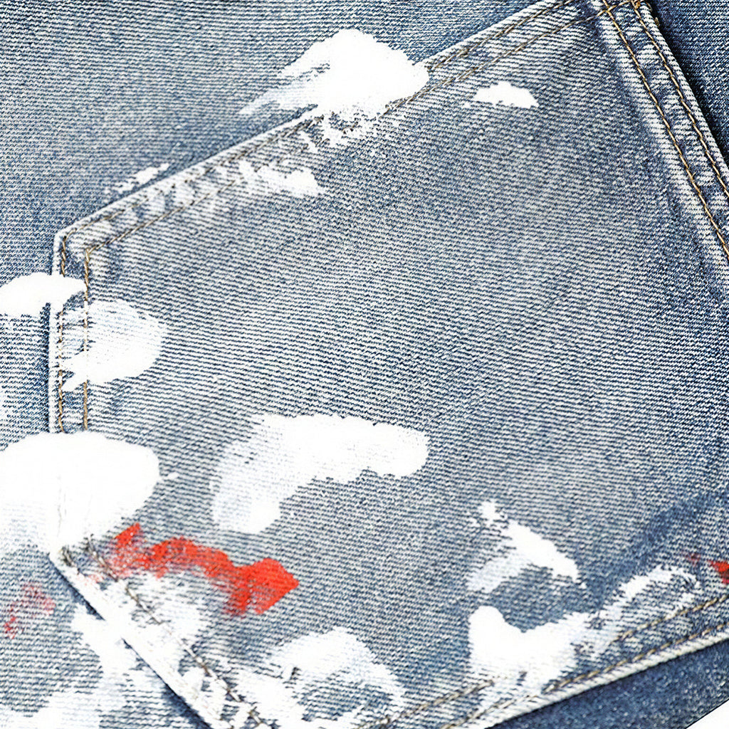 Men's Spring Graffiti Splash Ink Washed Baggy Denim Jeans
