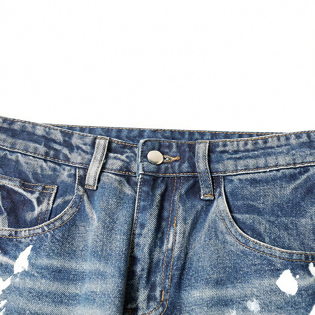 Men's Spring Graffiti Splash Ink Washed Baggy Denim Jeans