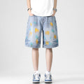 Men's Summer Colorful Splash Ink Washed Baggy Denim Shorts