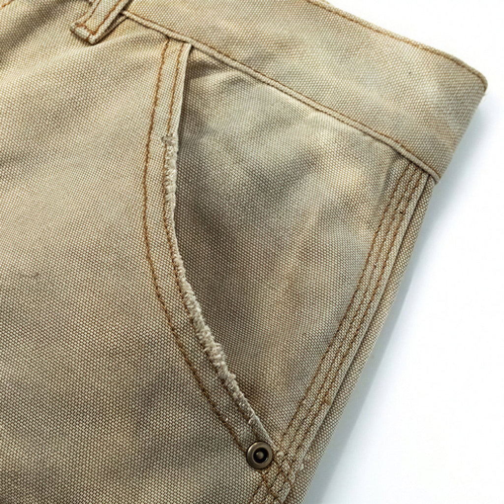 Men's Spring Mud Washed Ripped Carpenter Denim Jeans