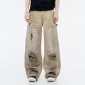 Men's Spring Mud Washed Ripped Carpenter Denim Jeans