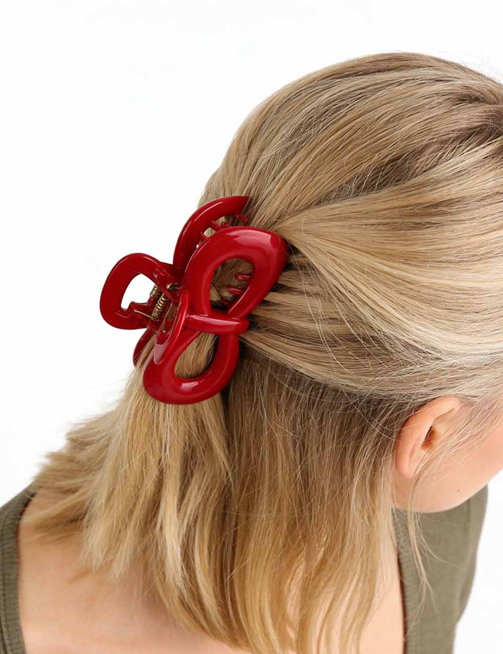 Ladies Valentine's Bow Acrylic Mini Hair Claw Clip