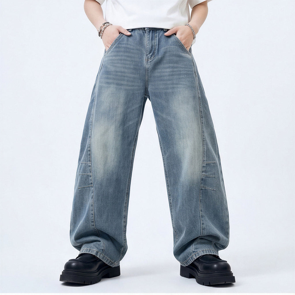 Men's Spring Blue Washed Deconstructed Arc Denim Jeans