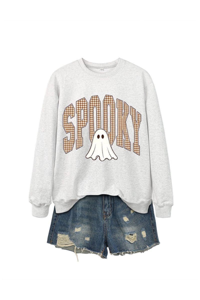 Unisex Fall Clothing Halloween Plaid Ghost Sweatshirt