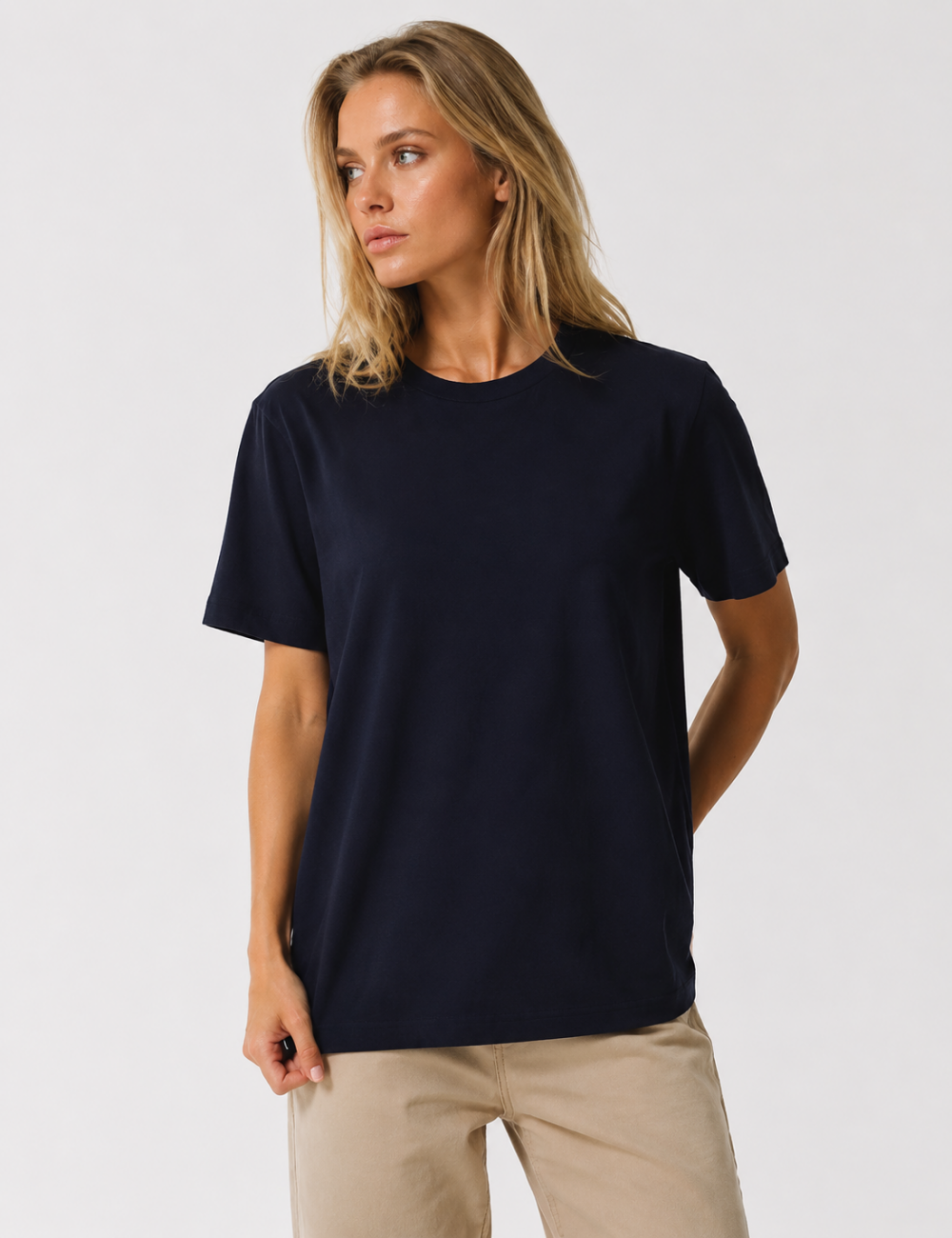 Ladies Casual Solid Round Neck Short Sleeves Basic T-Shirt
