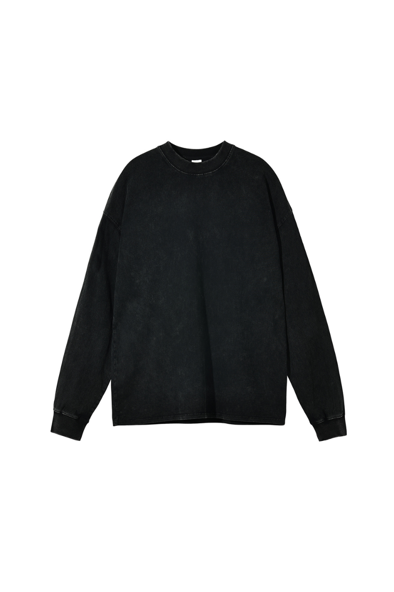 Unisex Fall Clothing 250G Cotton Wax Washed Long Sleeve Tee