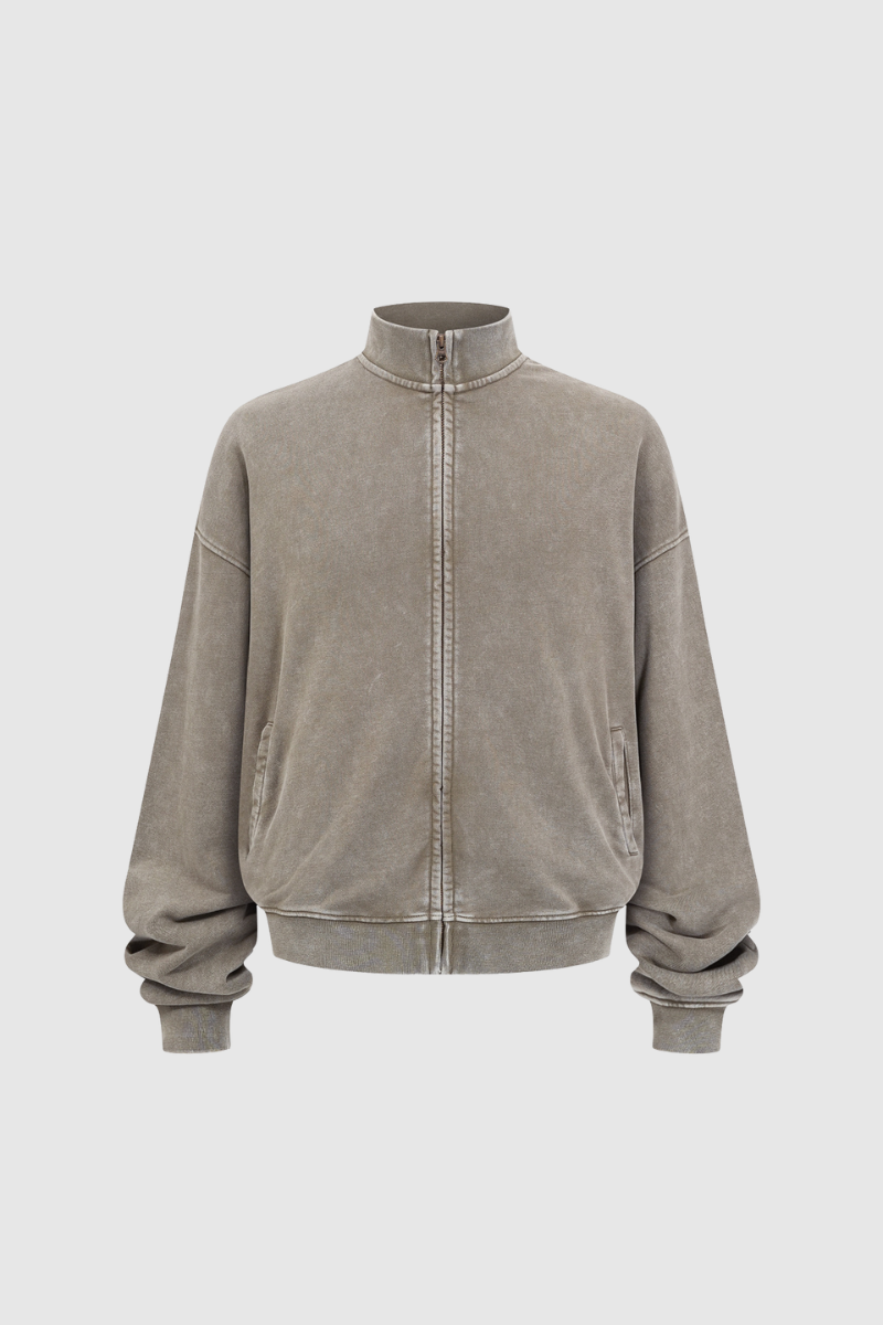 Men's Fall Clothing Cotton Wax-Dyed Stand Collar Jacket