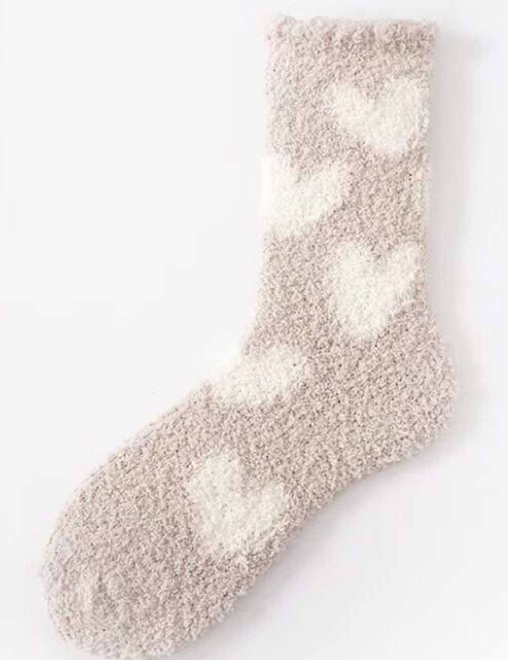 Ladies Valentine Heart Pattern Fuzzy Lounge Slipper Socks