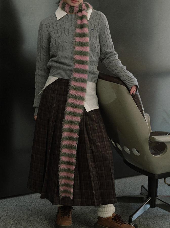 SWEETKAMA Ladies Soft Faux Mink Feel Stripe Scarf YW039