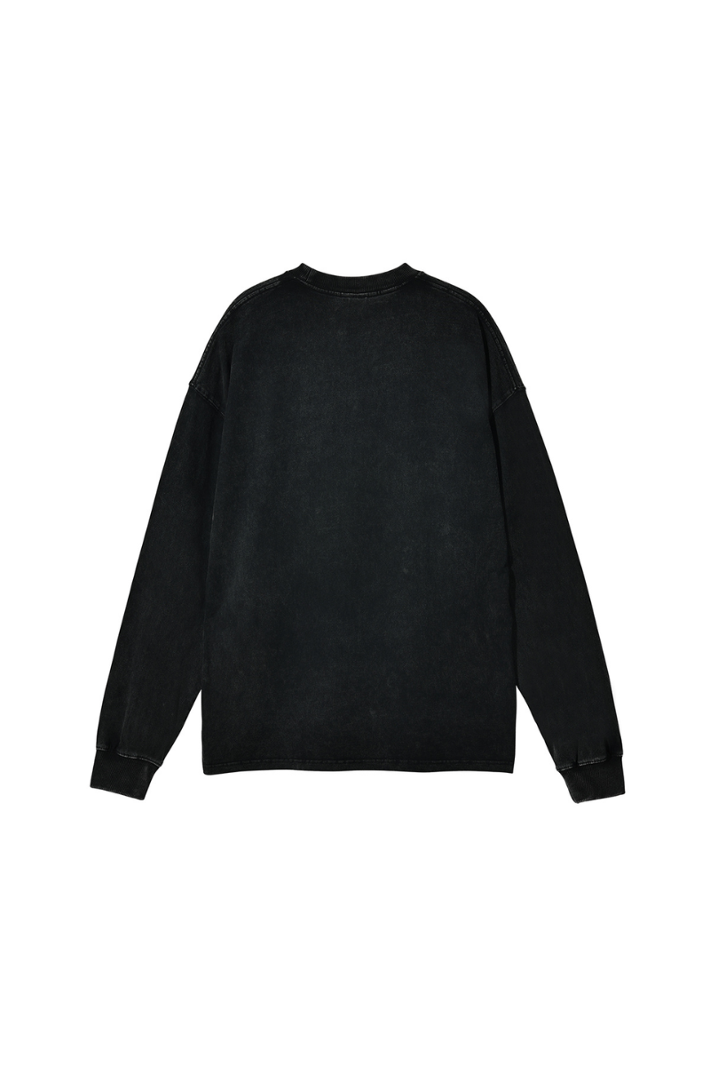 Men Spring 250G Wax Washed Oversized Long Sleeve T-Shirt