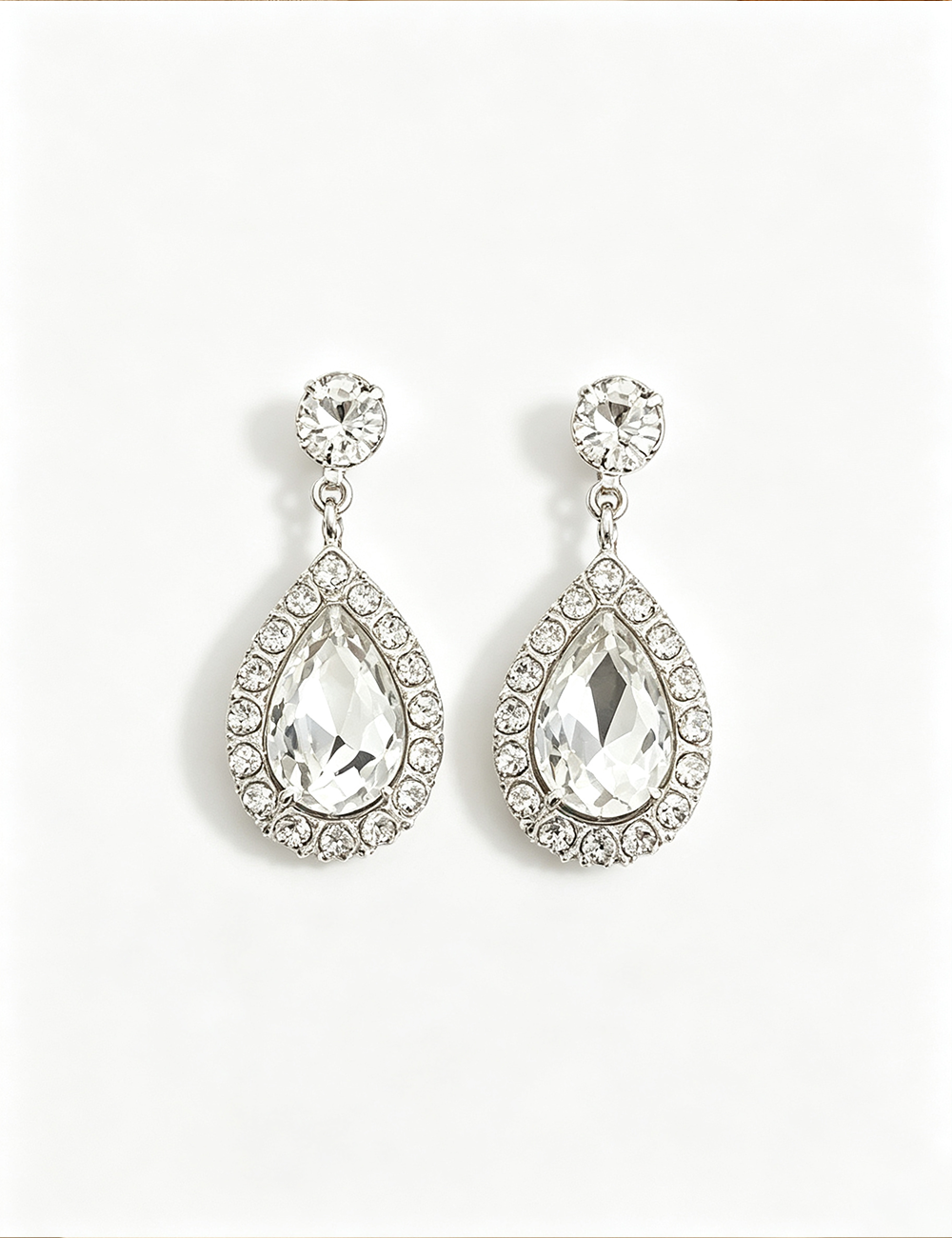 Ladies Elegant Rhinestone Tear Drop Necklace Set