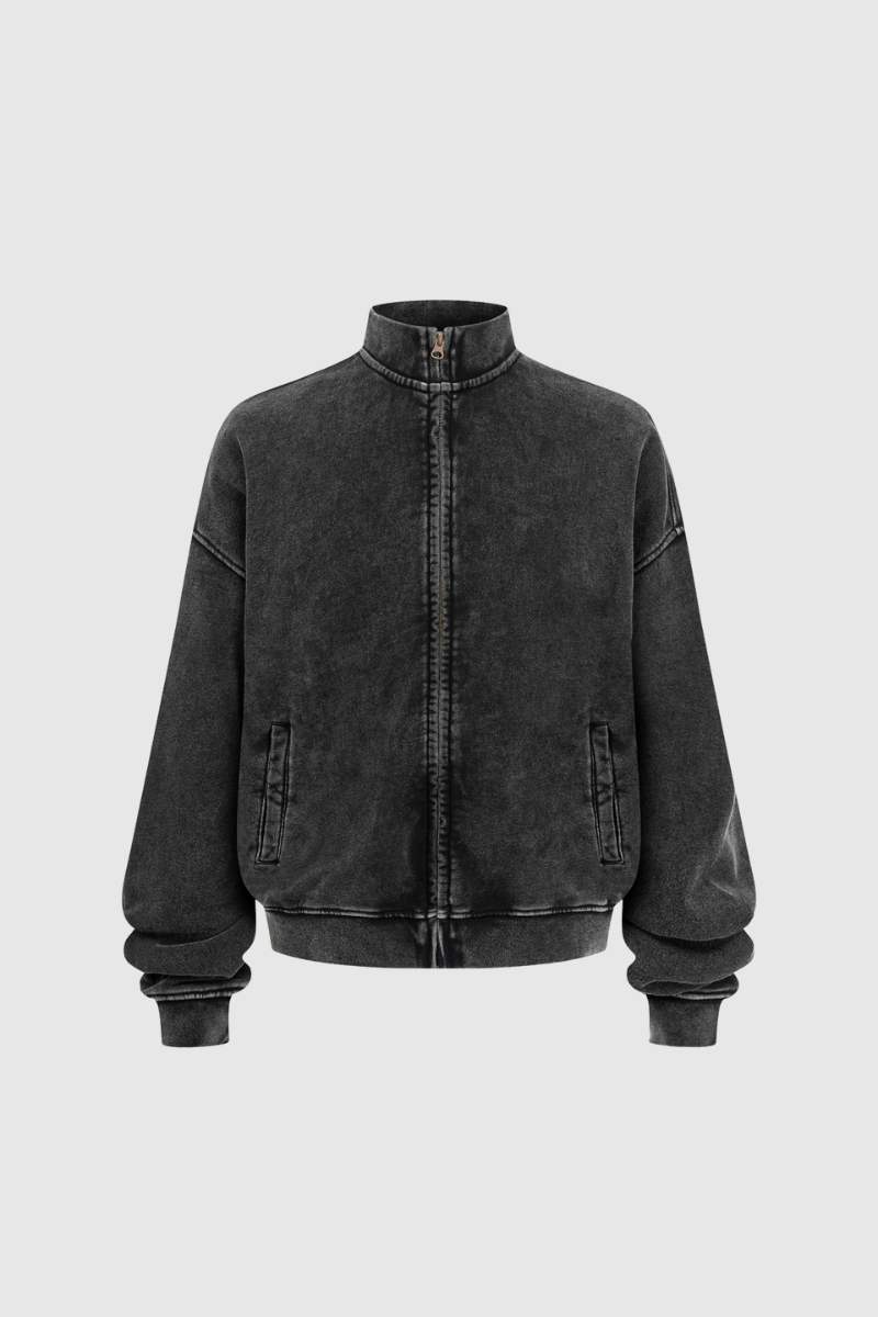 Men's Fall Clothing Cotton Wax-Dyed Stand Collar Jacket
